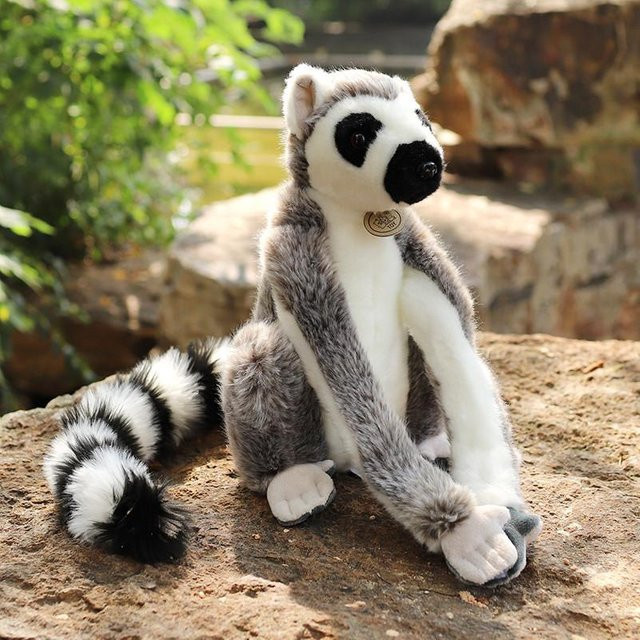 Yiran Health & Beauty Ringelschwanzlemur Plüschtier, Grau - Bild 1