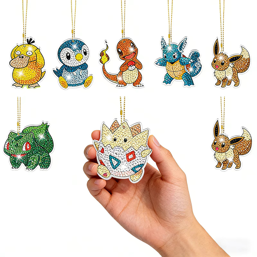 Potdemiel Pokémon Pikachu, DIY Diamant-Malerei Schlüsselanhänger, 5-teiliges Set - Bild 1