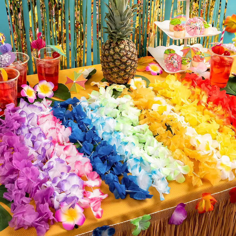 ZQNYCY Hawaiian Blumenkranz Halskette als tropische Lei-Girlande in Multicolor für Sommer, Geburtstag, Luau oder Hochzeit - Bild 3