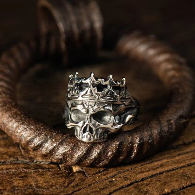 LENNIK Ring Krone Schädel, Silber, Herren - Bild 1