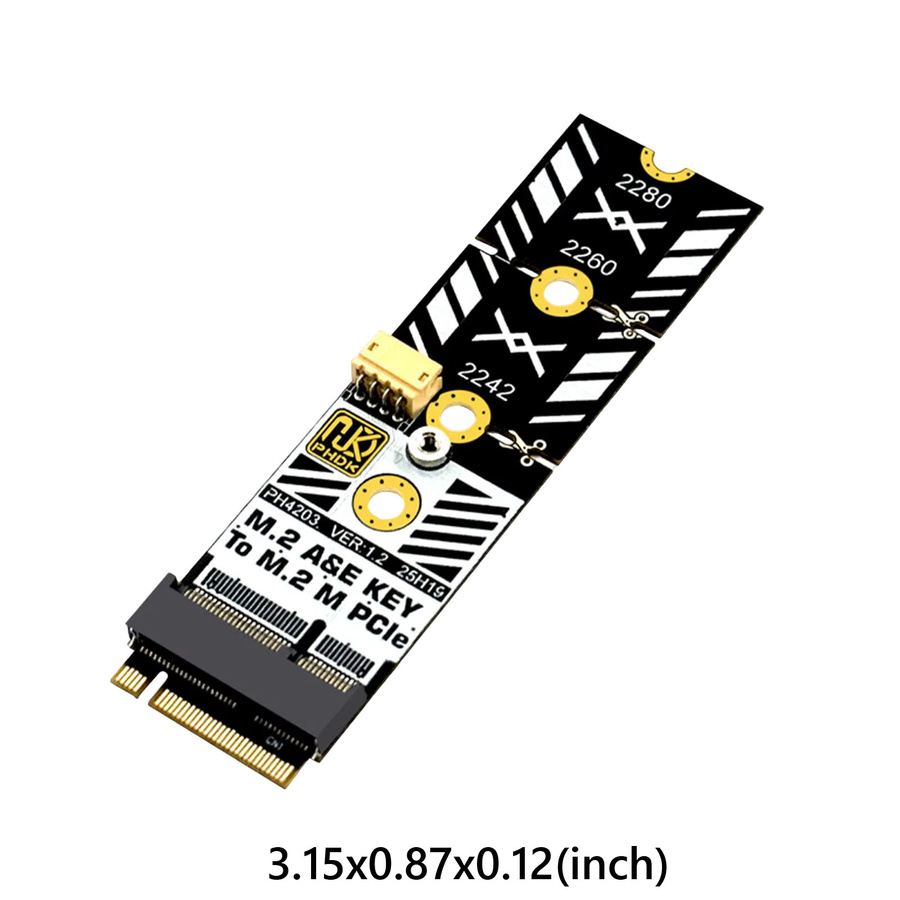 ALLOET M.2 WiFi A+E Key zu M Key SSD-Adapterkarte für NVMe SSD, Schwarz - Bild 6