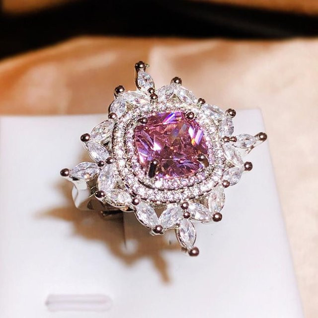 YIRAN Jewelry 5 Ring, Rosa Turmalin, Zirkon, Damen, verstellbar - Bild 1
