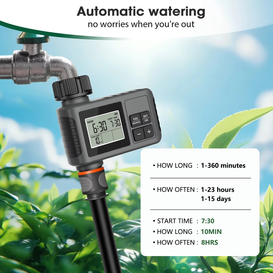 Insoma Automatischer Bewässerungstimer mit LCD-Display und IPX5 Wasserschutz für dein intelligentes Gartenbewässerungssystem - Bild 6