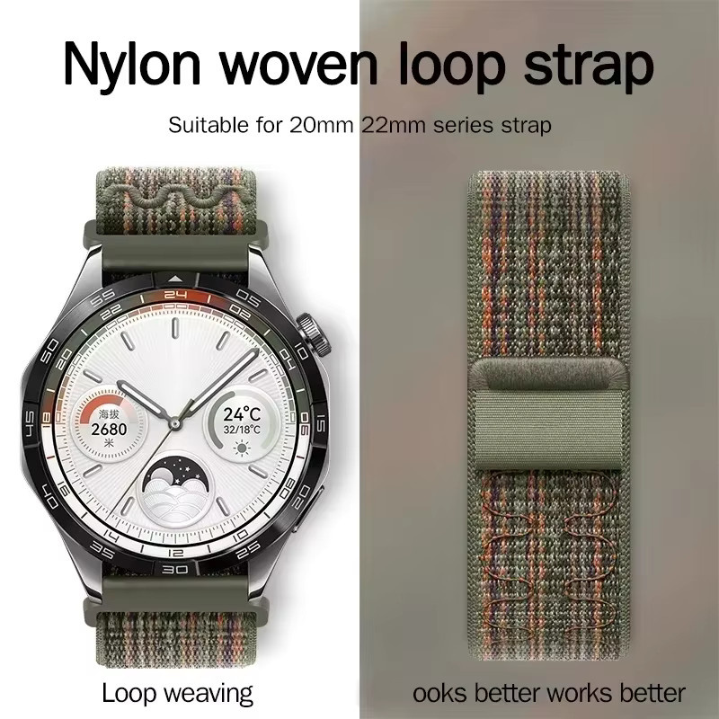 CAOWTAN Uhrenarmband Nylon Loop, Schwarz, Unisex, 20mm 22mm - Bild 2