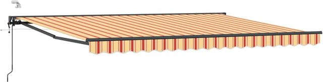 vidaXL Elektrische Ausziehbare Markise mit Semi-Cassette in Gelb, Orange und Anthrazit, B: 4 m, T: 3,5 m - Bild 1