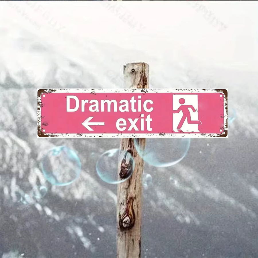HELLOYOUNG Rustikales Metall-Wandschild Dramatic Exit Left Arrow in Pink, Rechteckiges Vintage Street Sign für Bar, Garage und Farmhouse Decor, B/H: 40,0 x 10,0 cm - Bild 3