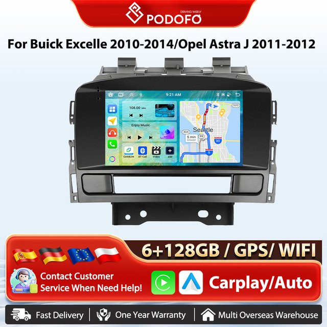 Podofo Multimedia Player für Buick Excelle 2010-2014 mit Android Auto, Apple CarPlay, WIFI und GPS in Schwarz - Bild 1