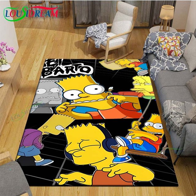 Rutschfester Teppich mit Simpsons Cartoon-Motiv für Schlafzimmer und Wohnbereiche, B/T: 60 x 40 cm, Mehrfarbig - Bild 1