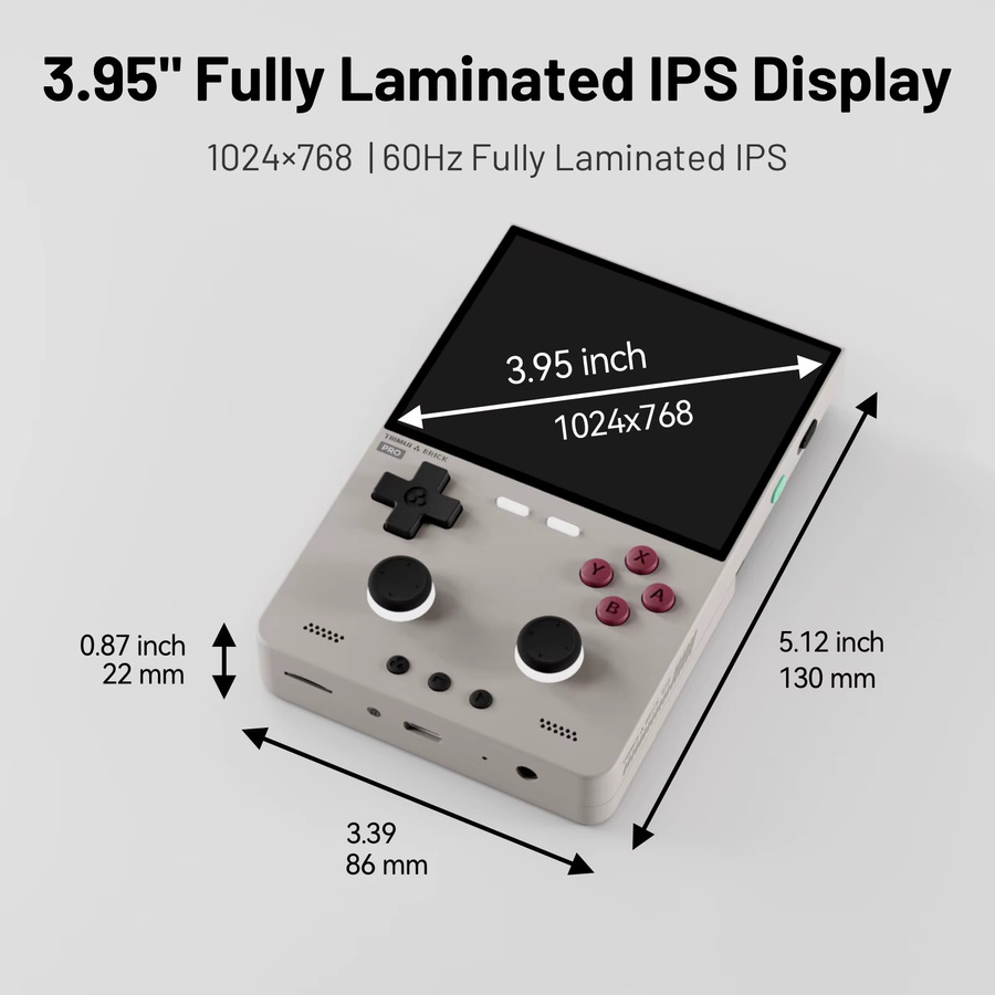 TrimUI Brick Pro Linux Open-Source Handheld-Konsole Retro-Spielgerät in Weiß mit 3,95 Zoll Display - Bild 4