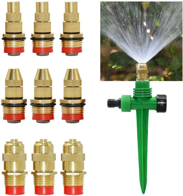 Einstellbare Messing Nebel-Sprühdüse mit 1/4 Zoll Gewinde in Gold für die Gartenbewässerung - Bild 1