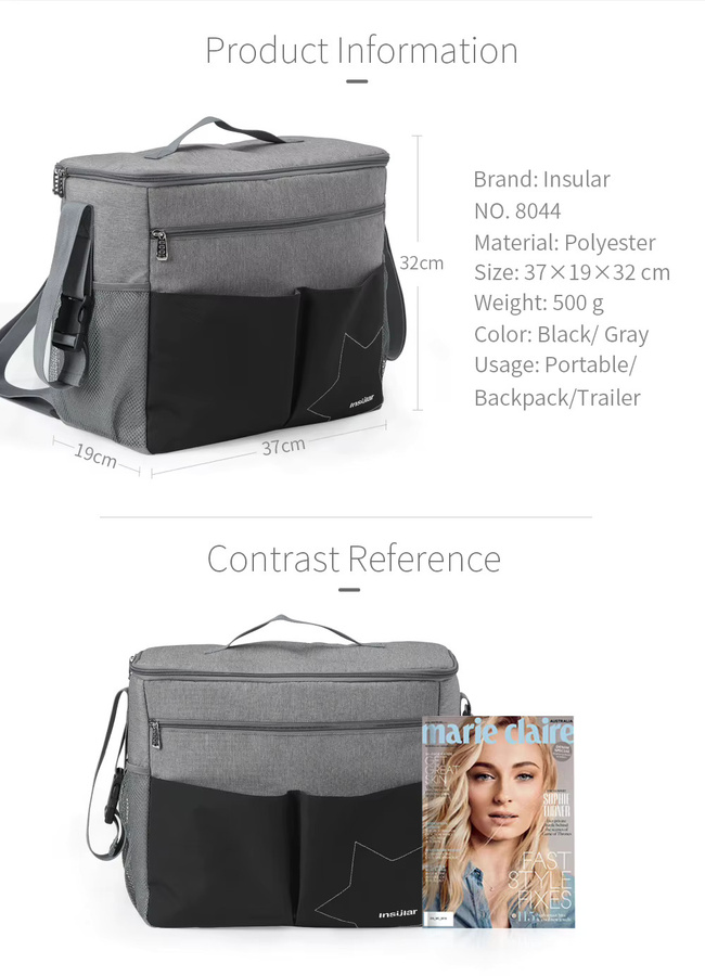 Wasserdichter Wickeltaschen-Rucksack für Babys mit großem Fassungsvermögen in Schwarz und Grau - Bild 6