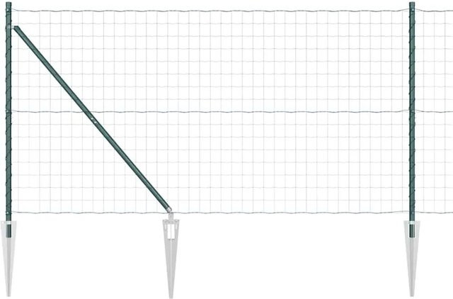 vidaXL Zaun mit Pfosten aus Stahl in Grün, Höhe: 120 cm, Länge: 10 m - Bild 1
