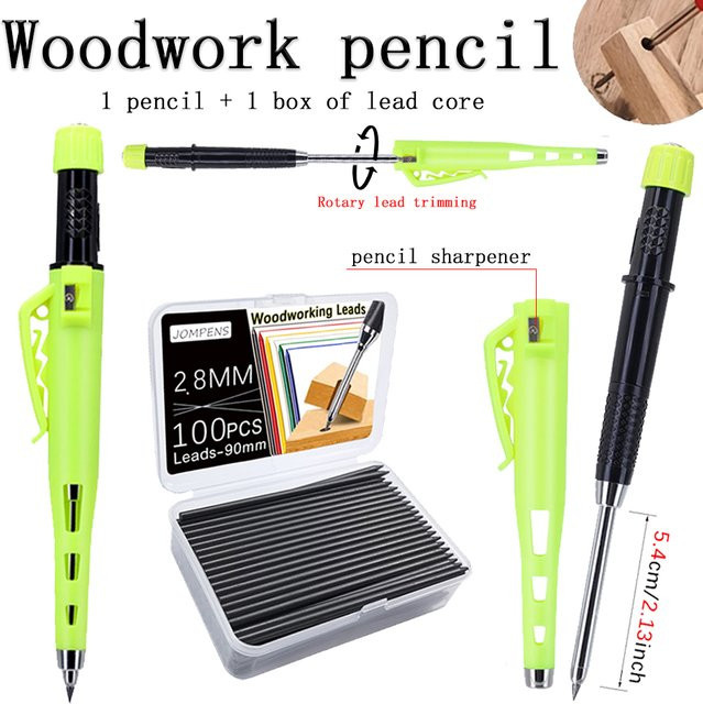 MROOFUL Zimmermannsbleistift Langkopf in Blau mit 1 Box 2,8mm Minen für die Holzbearbeitung - Bild 1