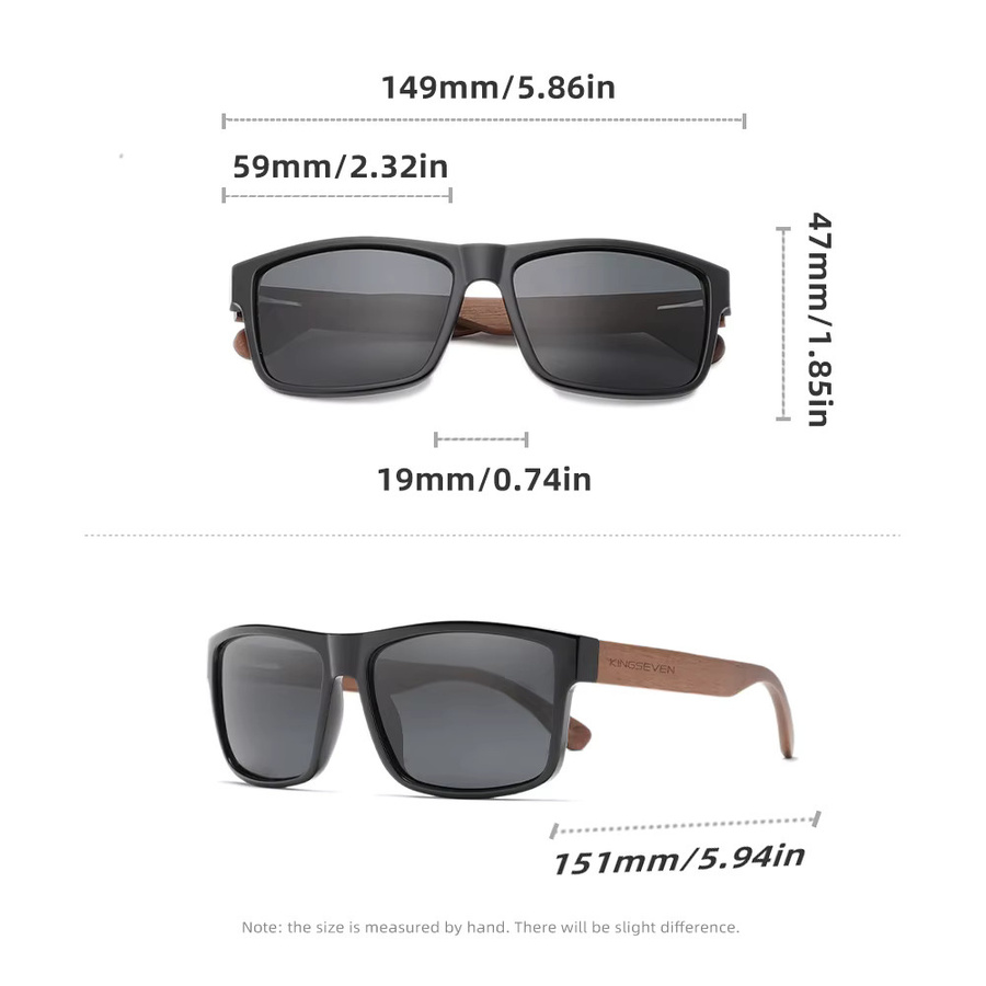 KINGSEVEN Sonnenbrille, Vollrand, Square, Holz, polarisiert, Unisex - Bild 2