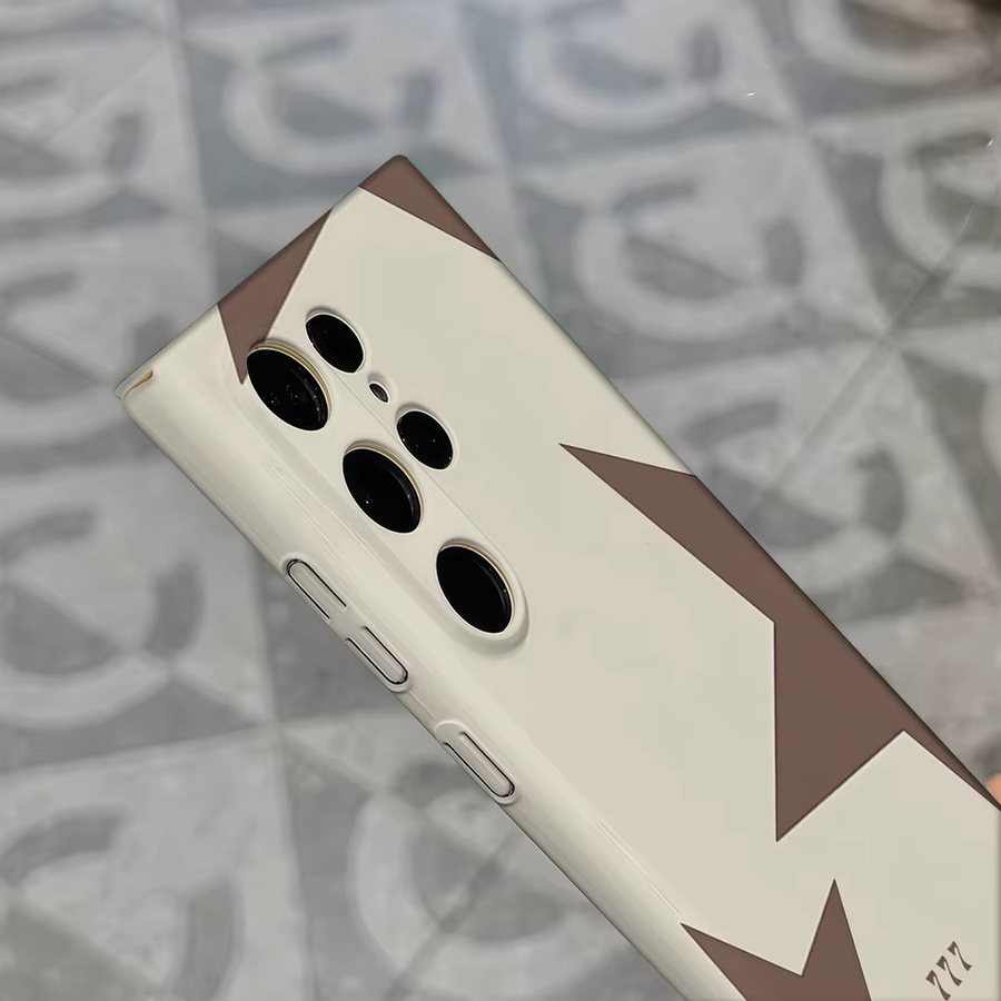 Neutral Star & 777 Muster Handyhülle für Samsung Galaxy S25 Ultra, S24 und S23 Ultra Plus in Beige, stoßfeste Doppelschicht robuste Rückabdeckung - Bild 5