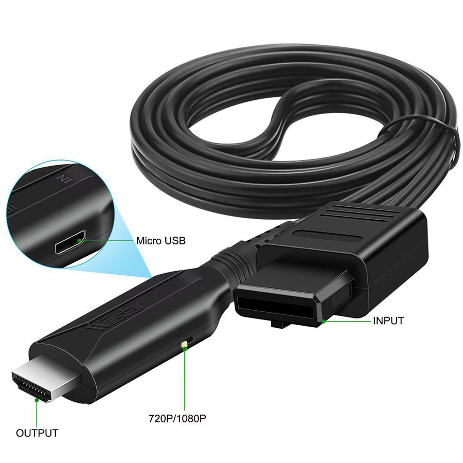 Nintendo HDMI Adapter Kabel für Nintendo 64, SNES und GameCube in Schwarz für 1080P HD Video Konvertierung an moderne Fernseher - Bild 3