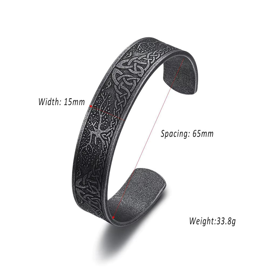 NORTHMAN Armband, Edelstahl, Schwarz, Unisex, Baum des Lebens - Bild 2