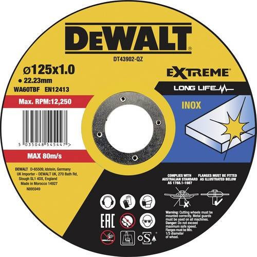 DeWalt DT43902-QZ Trennscheibe gerade Gelb Durchmesser: 125 mm für Metall, Edelstahl und Eisen - Bild 1