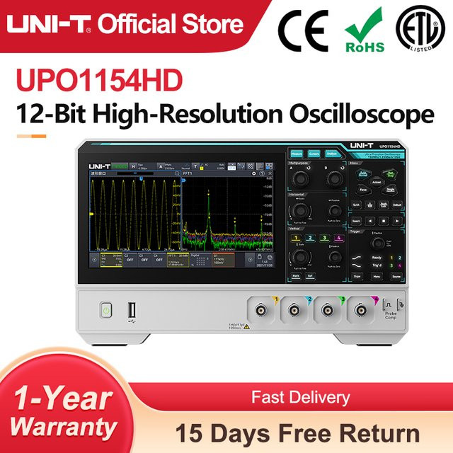 UNI-T Oszilloskop UPO1154HD UPO1082HD mit 2/4 Kanälen, 1,25 GSa/s, 80/150 MHz Bandbreite und 12-Bit ADC - Bild 1