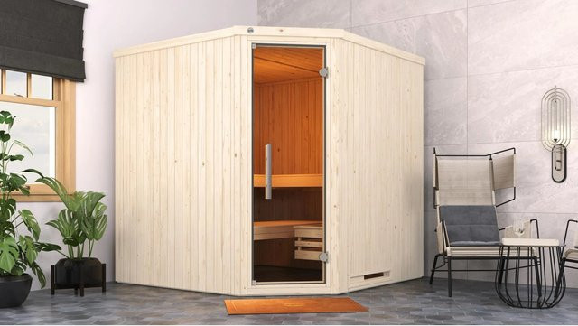 Weka Elementsauna Varberg 3 Trend aus Fichtenholz in Braun, B/T/H: 194 x 194 x 199 cm - Bild 1