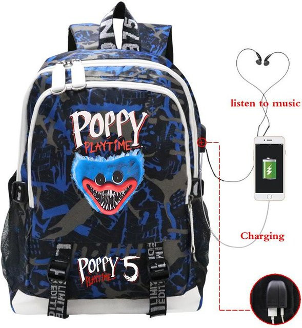 3-teiliges Schulrucksack-Set in Blau aus Oxford-Stoff mit Schultasche und Federmäppchen - Bild 1