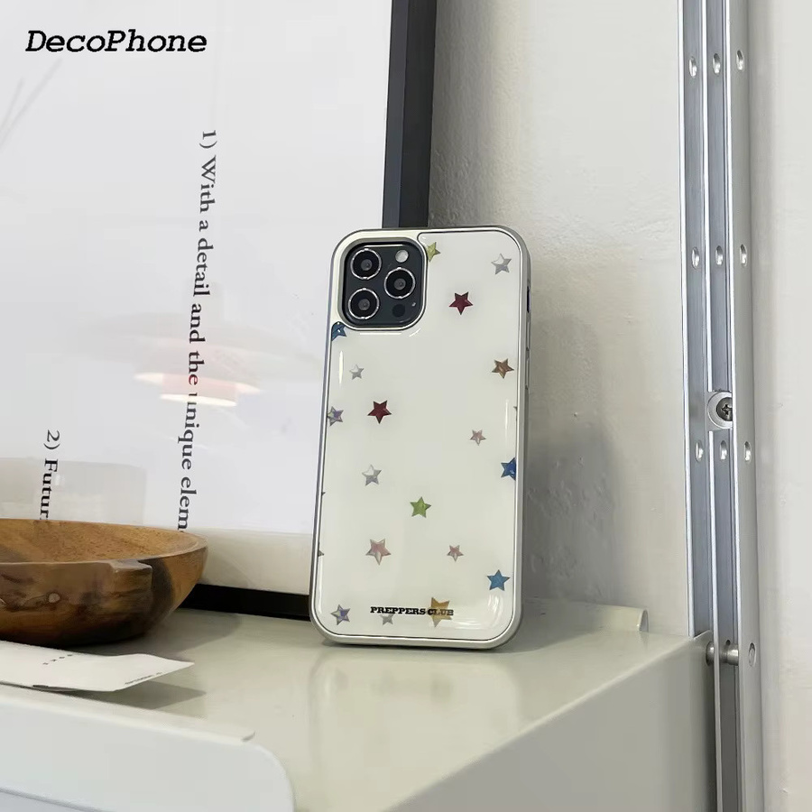 DecoPhone Handyhülle mit farbigen Sternen in Silber und Schwarz für iPhone XR bis iPhone 17 Pro Max, TPU Anti-Sturz Hülle - Bild 2