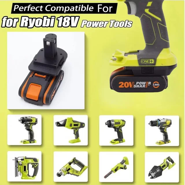 Batterieadapter für WORX 20V 4PIN Li-Ionen-Batterien als Konverter für Ryobi ONE+ 18V Elektrowerkzeuge, Farbe: Schwarz - Bild 1