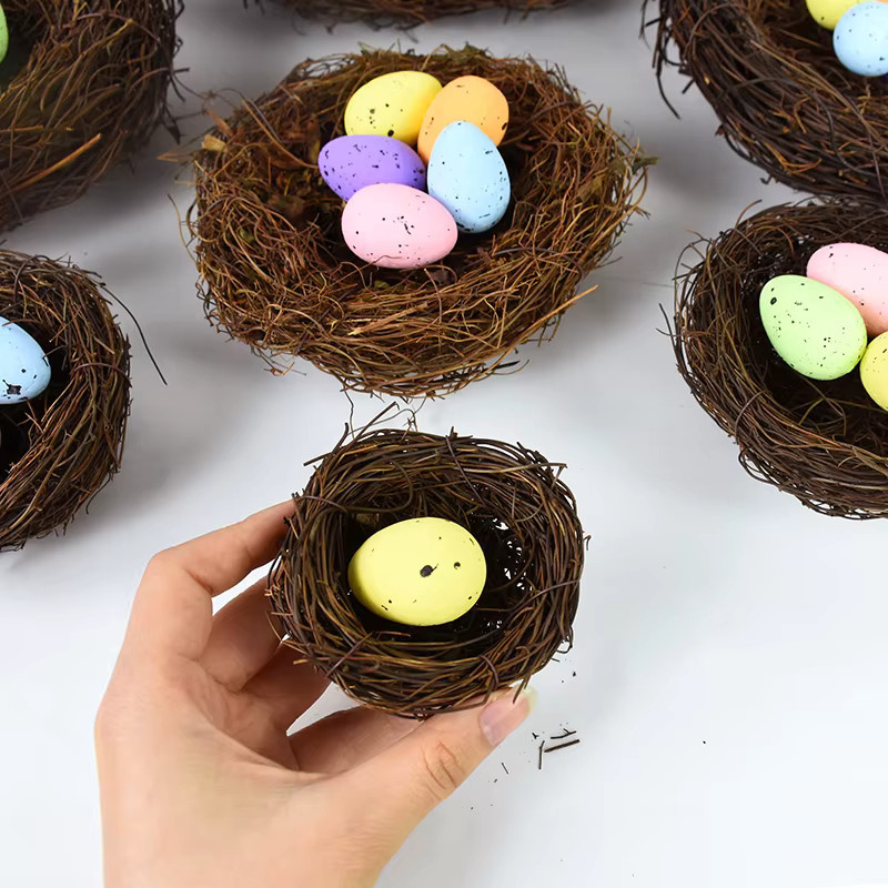 ZQCXLD Künstliches Rattan Vogelnest in Braun für Ostern und DIY-Dekorationen - Bild 3