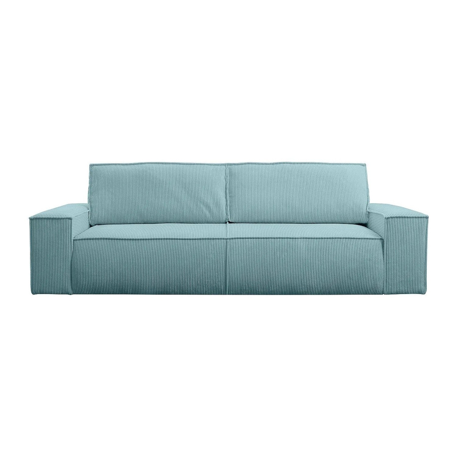 Schlafsofa Amelia Vente-unique in Türkisblau mit Cord-Bezug und Armlehnen, Breite: 257 cm - Bild 2