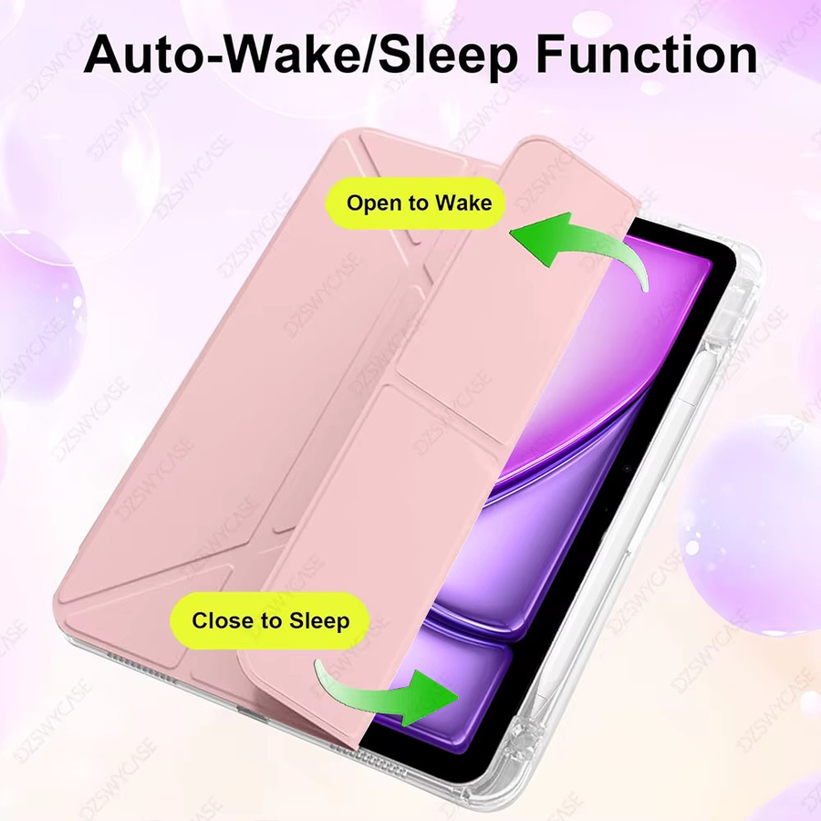 DZSWYCASE Schutzhülle für iPad Pro 11 (2018-2022) und iPad Air 10.9/11 M2 M3 M4, stoßfeste und schlanke Hülle mit Stifthalter, transparent/pink - Bild 2