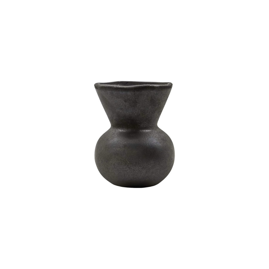 House Doctor Vase Corp aus Steingut in Schwarz, Durchmesser: 10 cm, Höhe: 14 cm - Bild 1