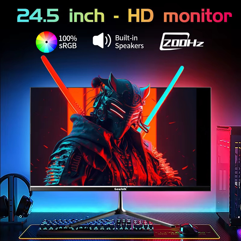 Gawfolk Gaming-Monitor 24,5 Zoll gebogen, Full HD 1080P, IPS-Panel, 200 Hz, Schwarz - Bild 2