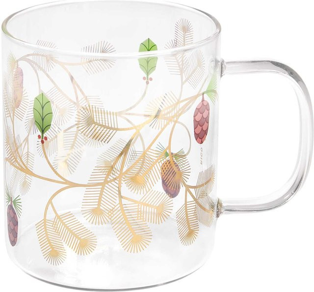 Rico Design Glastasse Tannenzweig in Grün, Braun und Transparent, Durchmesser: 8,5 cm - Bild 1