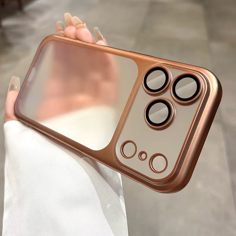 Loobival Handyhülle für iPhone 17 16 15 Pro Max 14 13 Air mit mattierter PC-Plattierung und Kameraschutz in Orange und Transparent - Bild 2
