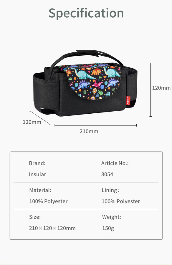 Isolierte Windeltasche für Kinderwagen mit großem Fassungsvermögen für Milchflaschen und Pflegeutensilien in Weiß - Bild 1