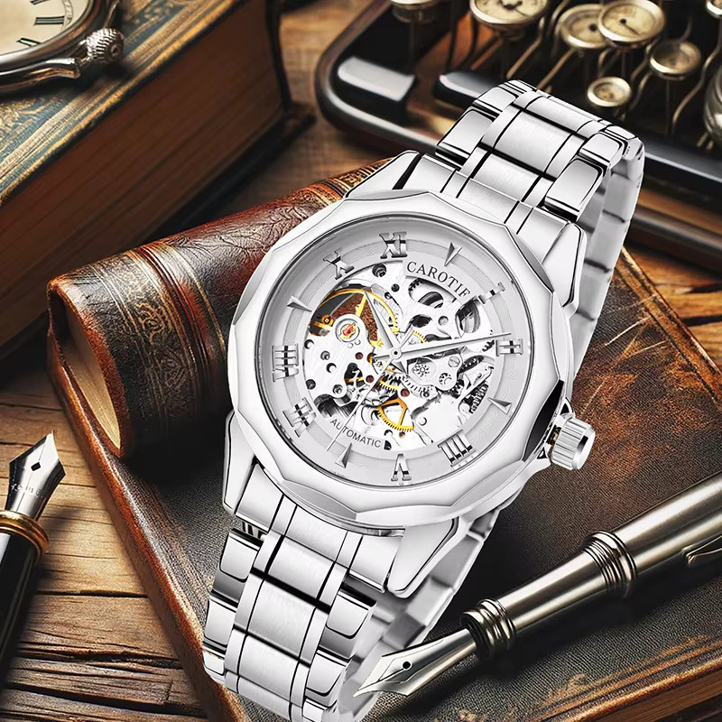 CAROTIF Armbanduhr Edelstahl, Automatik, Silber, Herren - Bild 2