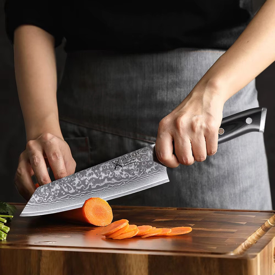 DASHWAY Kiritsuke-Bunka-Kochmesser im japanischen Stil aus Damaststahl mit Holzgriff, 15,24 cm - Bild 4
