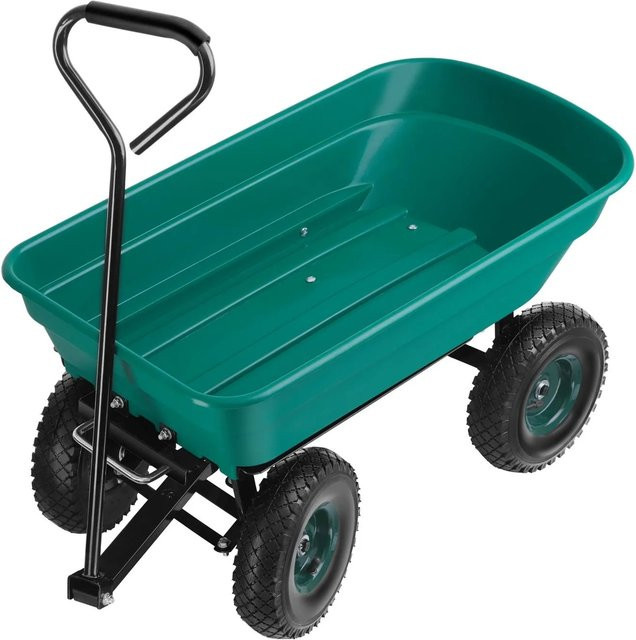 tectake Gartenwagen Cubbi mit Kippfunktion und Luftreifen in Grün, B/T/H: 100 x 47,5 x 46 cm - Bild 2