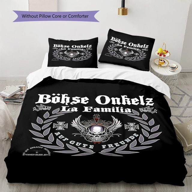 Bettwäsche Set Böhse Onkelz mit Bettbezug und 3 Kissenbezügen, Farbe Schwarz, B/H: 240 x 220 cm - Bild 1