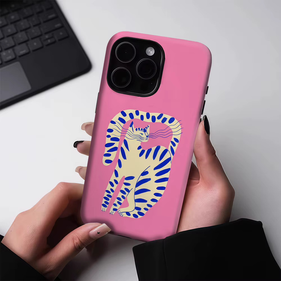 Potdemiel Handyhülle mit Katzen-Design für iPhone 17 16 15 14 13 Pro Max Plus in Rosa und Blau mit magnetischem Einzel- und Doppelschicht-Schutz - Bild 3