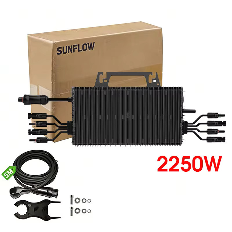 Sukflow Mikro-Wechselrichter 2250W mit 4 MPPT und WiFi-Überwachung, Schwarz, IP67 Solar-Wechselrichter für EU-PV-Systeme - Bild 7