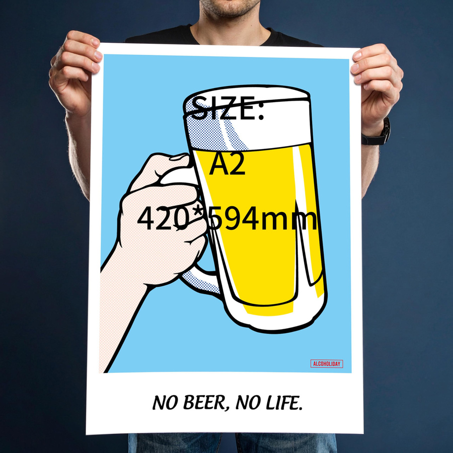 ALCOHOLIDAY Art Stilvoll Pop No No Life Poster von Nippon Collectibles in Blau, Skandinavischer Stil, Format A2 (42,0 x 59,4 cm) - Bild 2