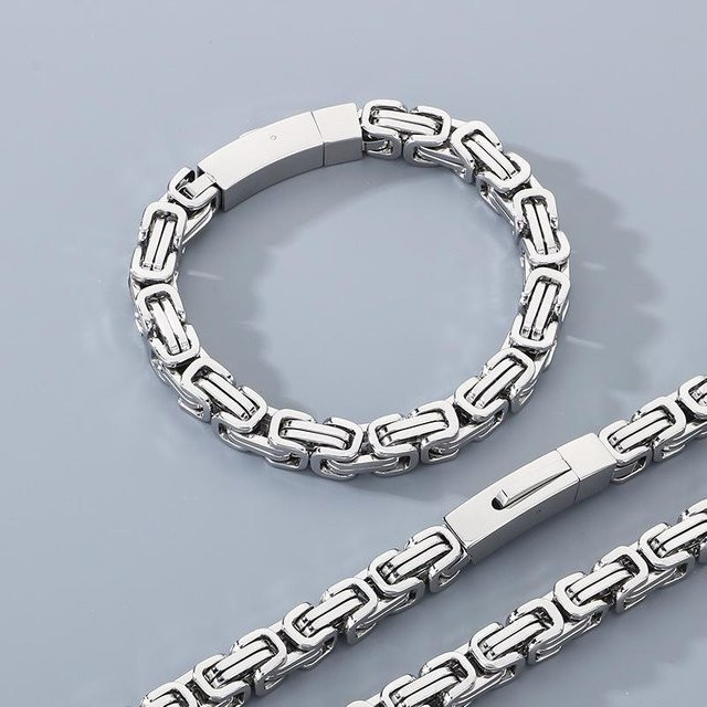 Armband Byzantinisches Armband, Titanstahl, grau, Herren, 22cm - Bild 1