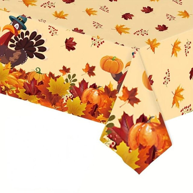 Rechteckige Tischdecke JMG Household Supplies Herbst Erntedank mit Kürbis und Ahornblatt Muster, Mehrfarbig, B/T: 140 x 140 cm - Bild 1