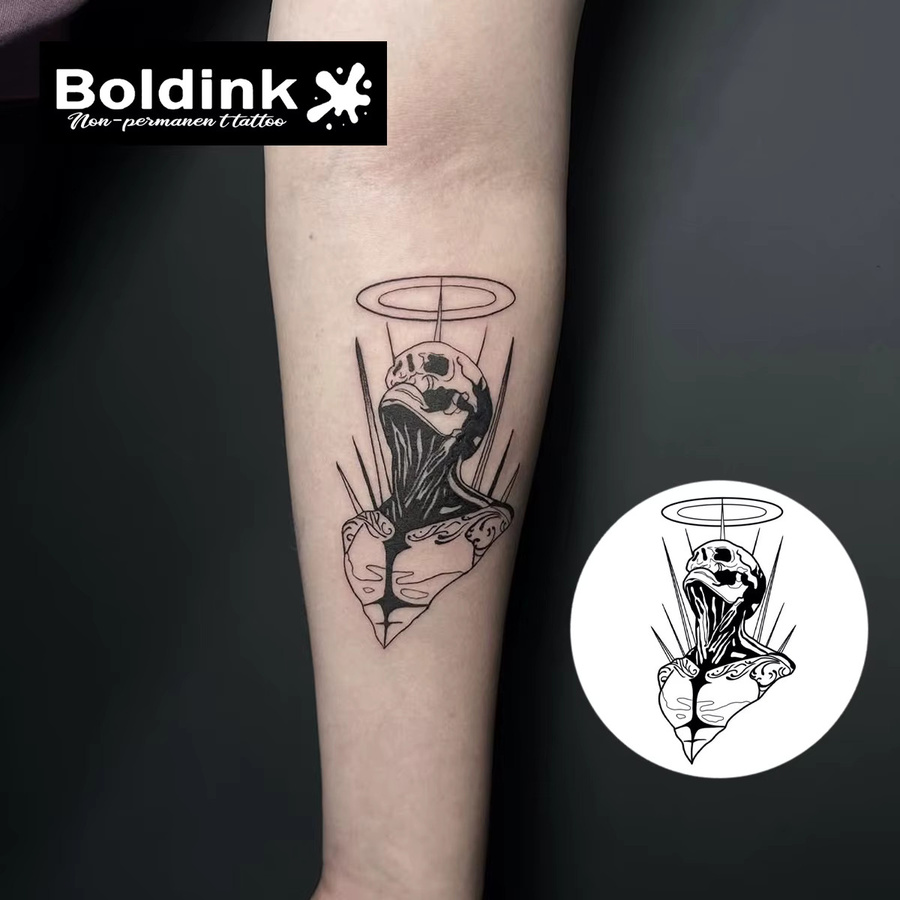Boldink Angel Skull Temporäres Tattoo, wasserfest, semi-permanent - Bild 2