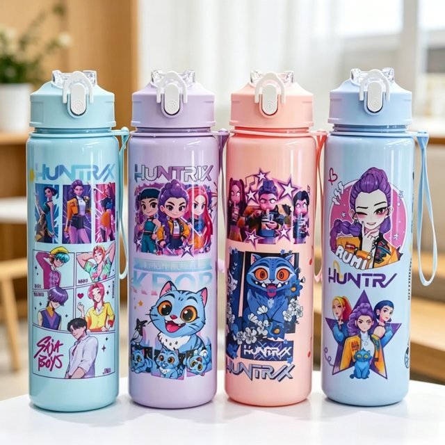 Hasbro Outdoor-Trinkflasche mit Trageriemen und Cartoon-Weltraum-Design in Blau - Bild 1