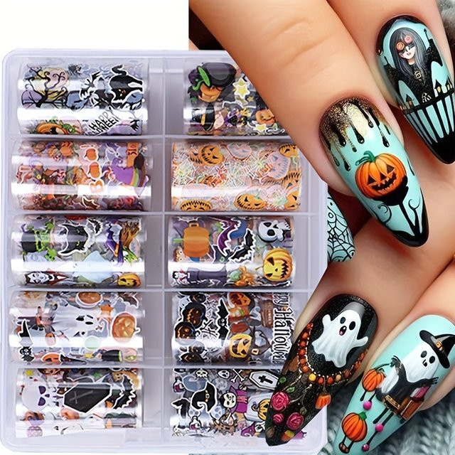 SWEET TREND Nagelfolien Cartoon-Halloween, 10 Rollen, Glänzend - Bild 1