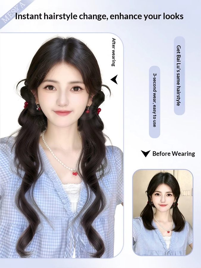 Synthetische Haarspange mit Schleife, Haarverlängerung für Damen und Mädchen - Bild 4