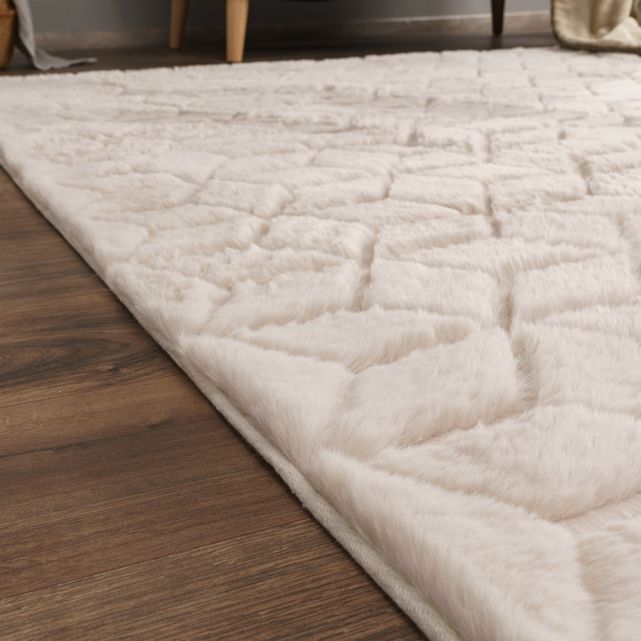 Fellteppich Arnia in Beige, rechteckiger Kunstfellteppich im skandinavischen Design, Breite: 120 cm, Länge: 160 cm - Bild 2