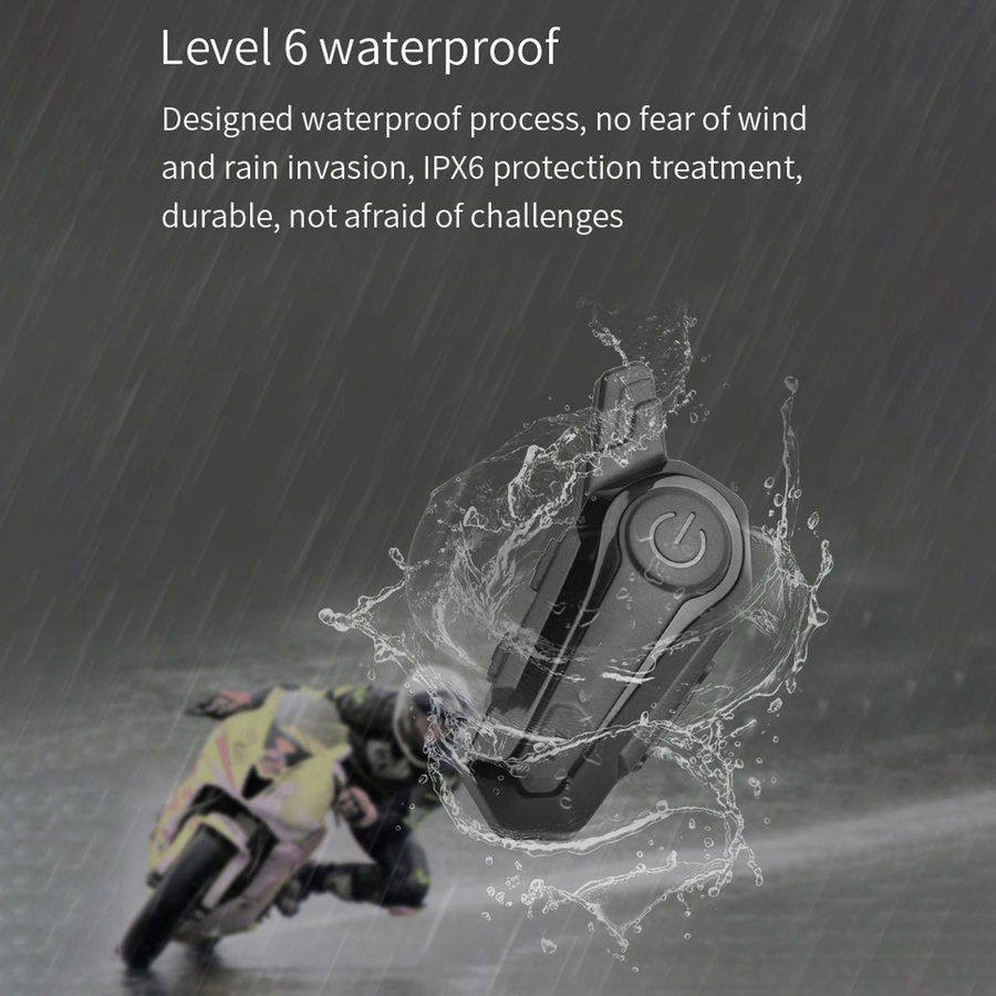 Wasserdichte Bluetooth Motorrad-Gegensprechanlage mit Helm-Headset für ATV in Schwarz - Bild 7